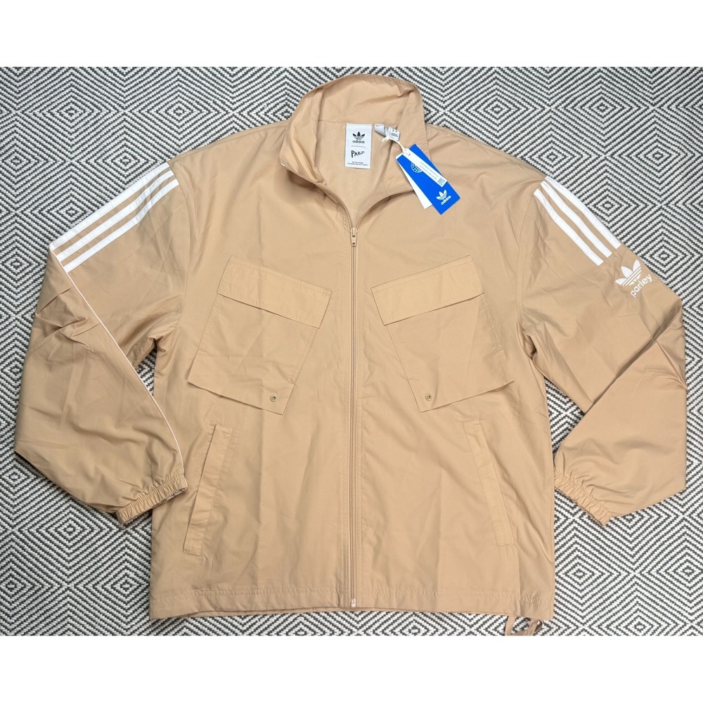 Adidas Men's Full Zip Long Sleeve Parley TT Beige Track Jacket Size Medium